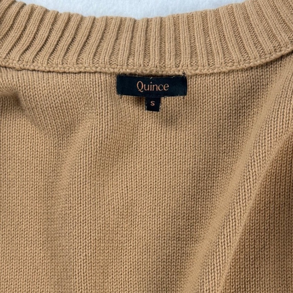 Quince Women's Organic Cotton Cropped Cardigan Camel Brown Small - Picture 8 of 10